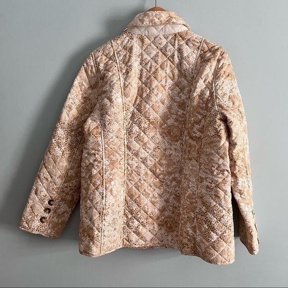 Chico's Lace-Print Quilted Neutral Lightweight Classic Jacket - Picture 13 of 16